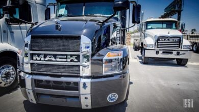 Mack trucks on lot