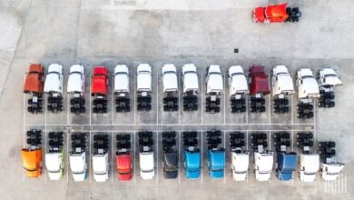 Aerial view of used trucks