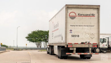 a Forward Air trailer leaving a facility