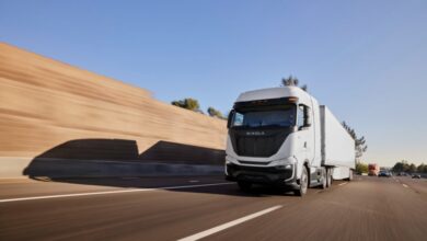 a Nikola truck on a highway