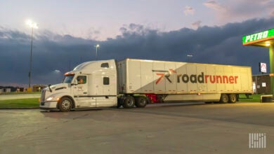 A Roadrunner tractor-trailer at a Petro station