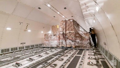 Cargo being loaded on a 777