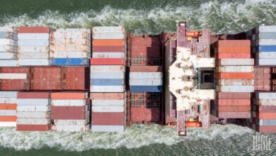 An overhead photo of a Maersk containership