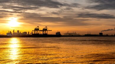 a photo of a container port in Europe