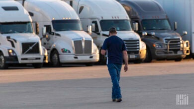 Truck driver in parking lot