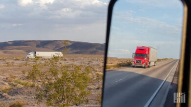 Truck in side mirror