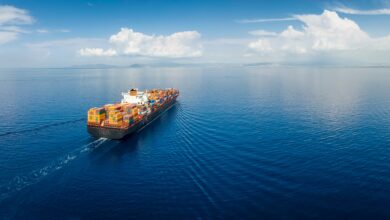 a photo of a container shipping vessel