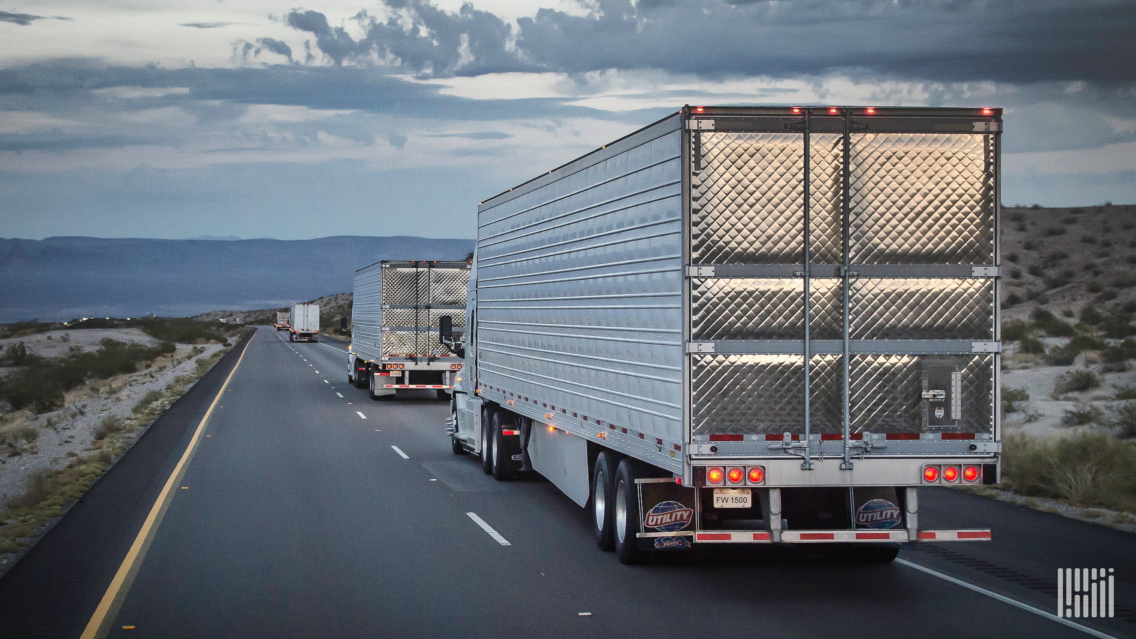 Rear of trucks on highway