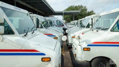 U.S. Postal Service delivery trucks